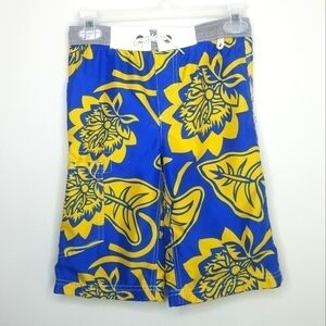 Mini Boden Tropical Flower Swim Trunks 7/8